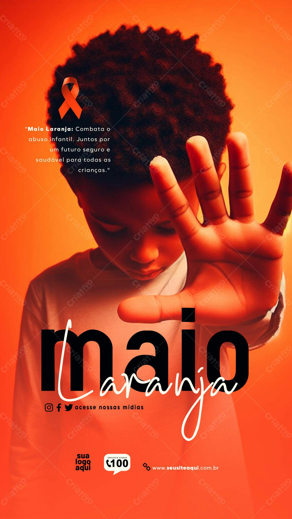 Flyer Maio Laranja PSD Editável