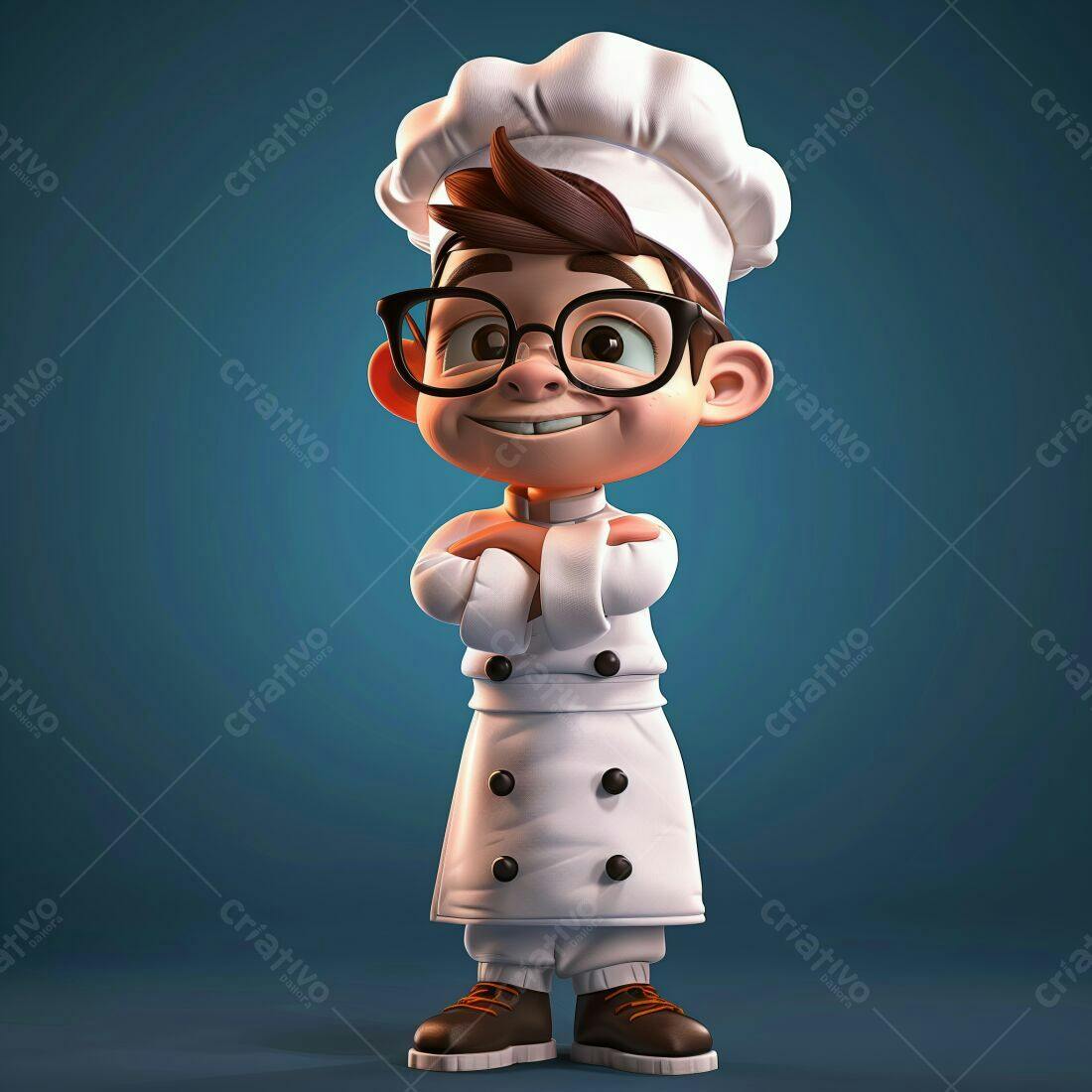 Menino Chef de Cozinha Braços Cruzados