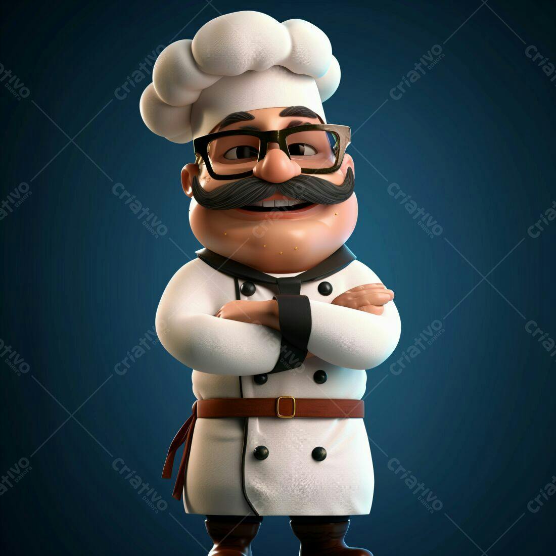 Chef de cozinha animado braços cruzados