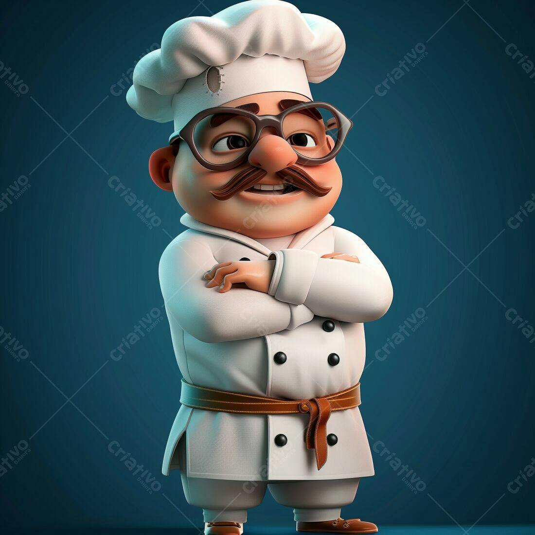 Chef de cozinha animado braços cruzados