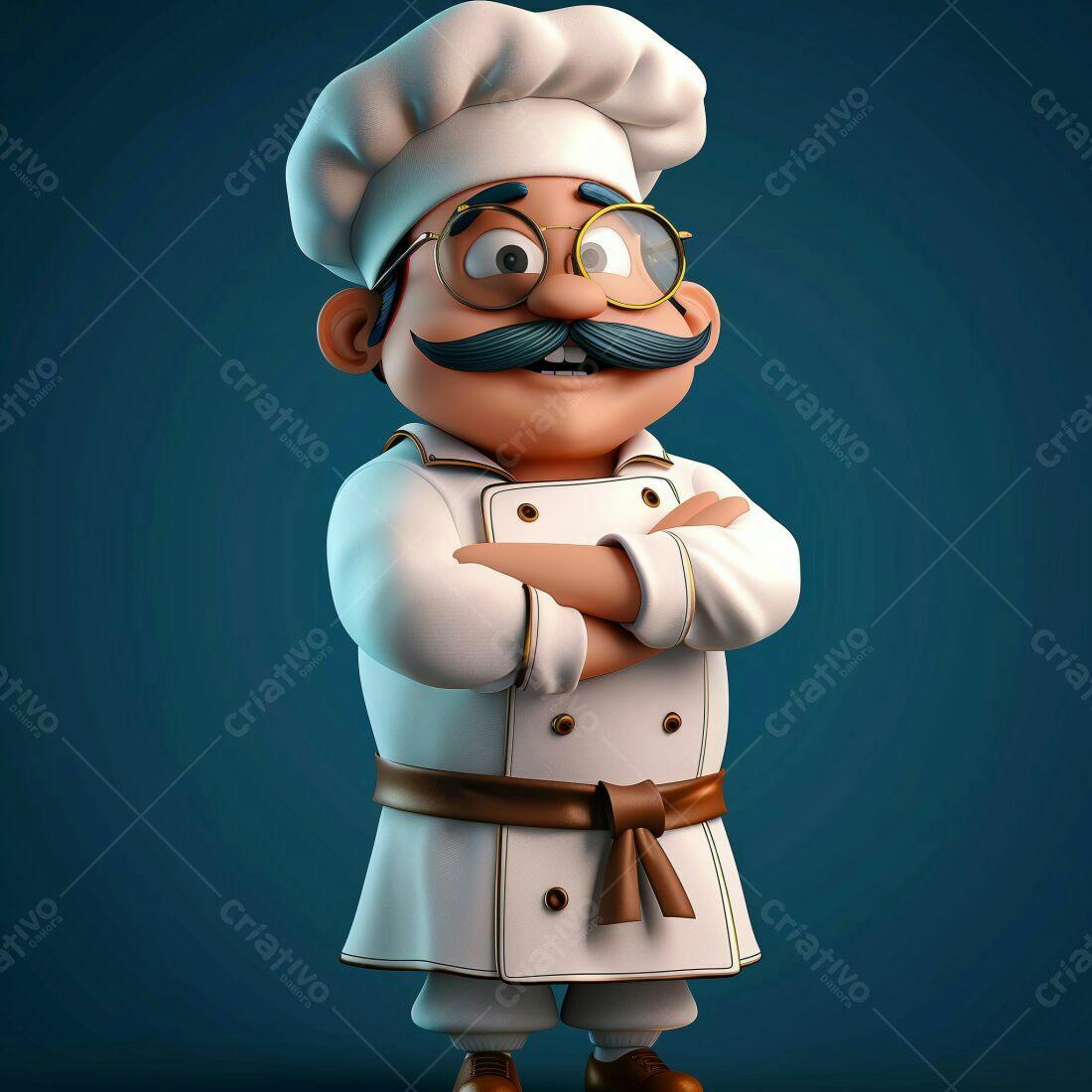 Chef de cozinha animado braços cruzados