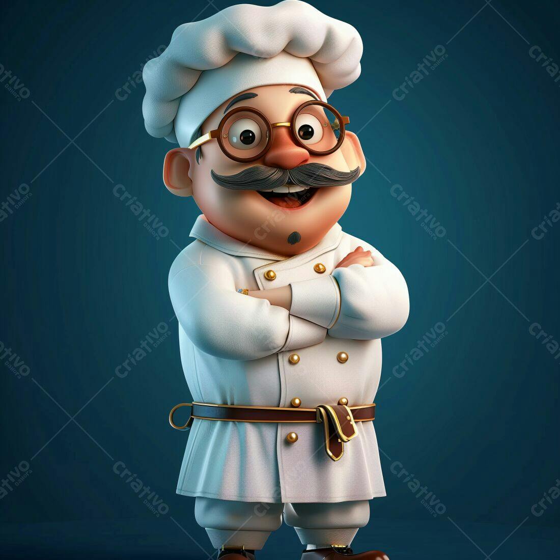 Chef de Cozinha Cartoon Feliz