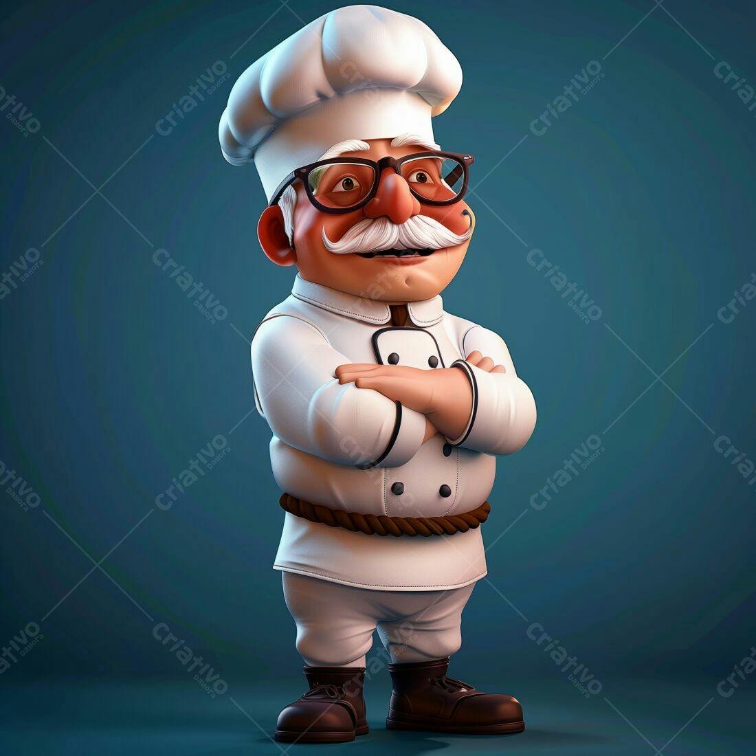 Chef de cozinha animado braços cruzados
