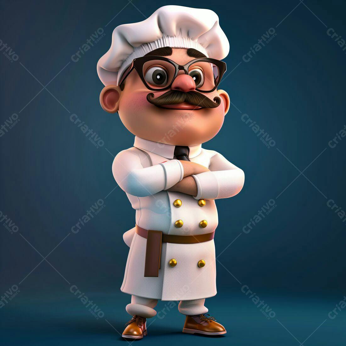 Chef de cozinha animado braços cruzados