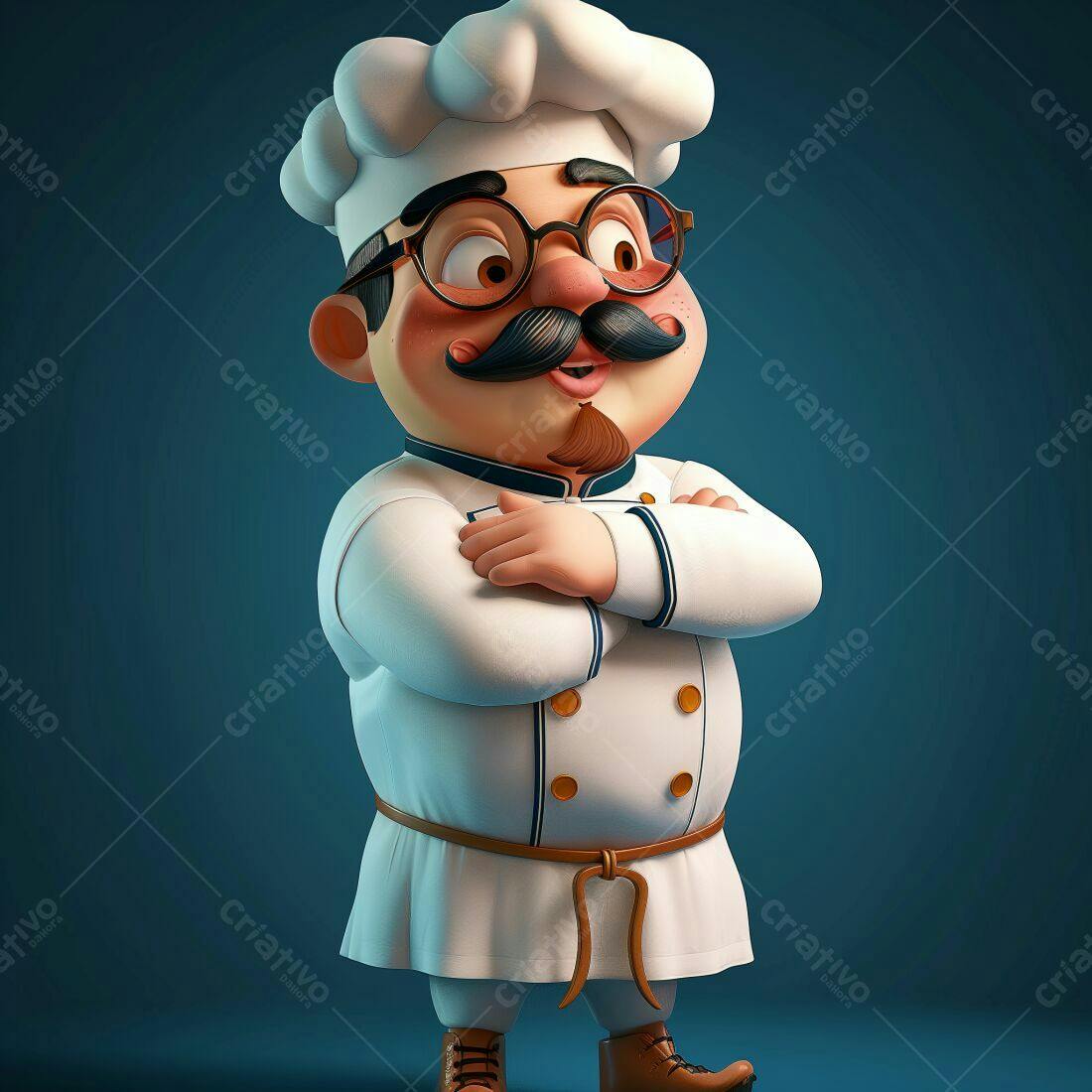 Chef de cozinha animado braços cruzados