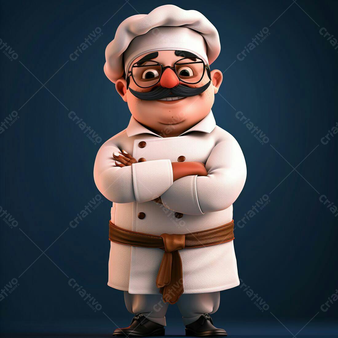 Chef de desenho animado braços cruzados