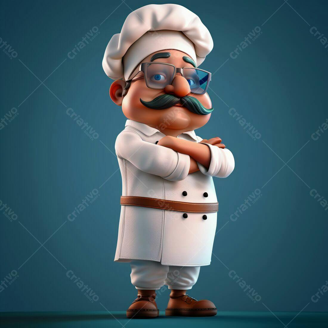 Chef de desenho animado braços cruzados