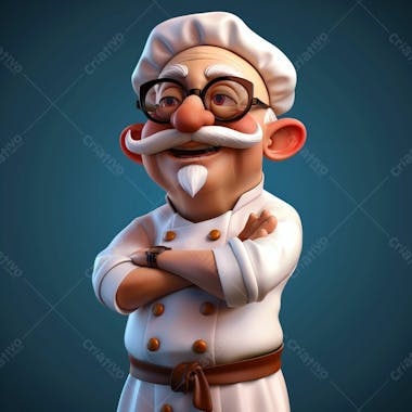 Cozinheiro chef, personagem 3d, pixar disney