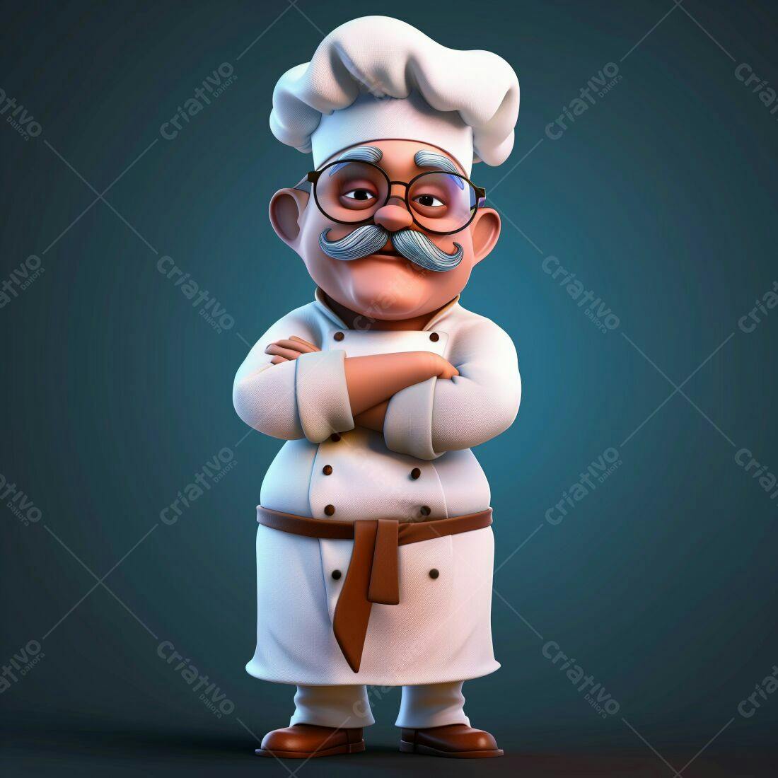 Chef de cozinha animado braços cruzados