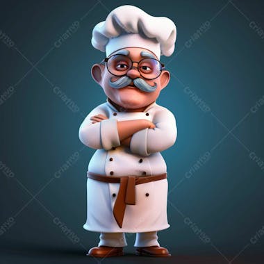 Cozinheiro chef, personagem 3d, pixar disney