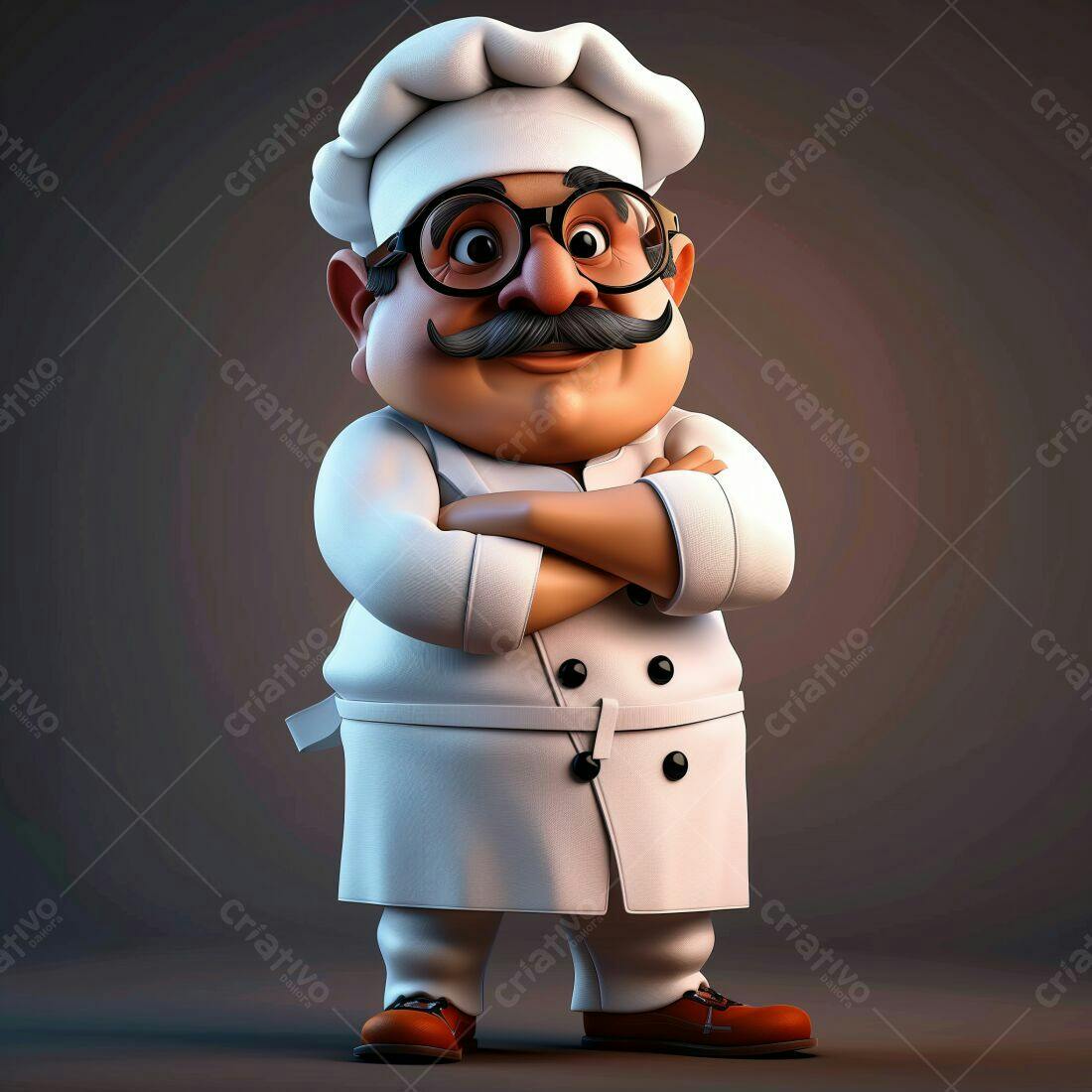 Chef de cozinha animado braços cruzados