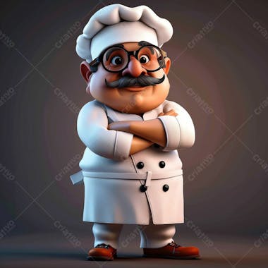 Cozinheiro chef, personagem 3d, pixar disney