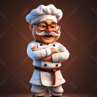 Cozinheiro chef, personagem 3d, pixar disney