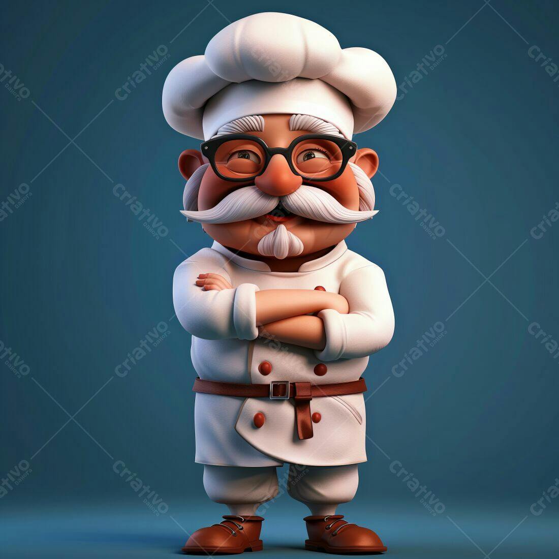 Chef de cozinha animado braços cruzados