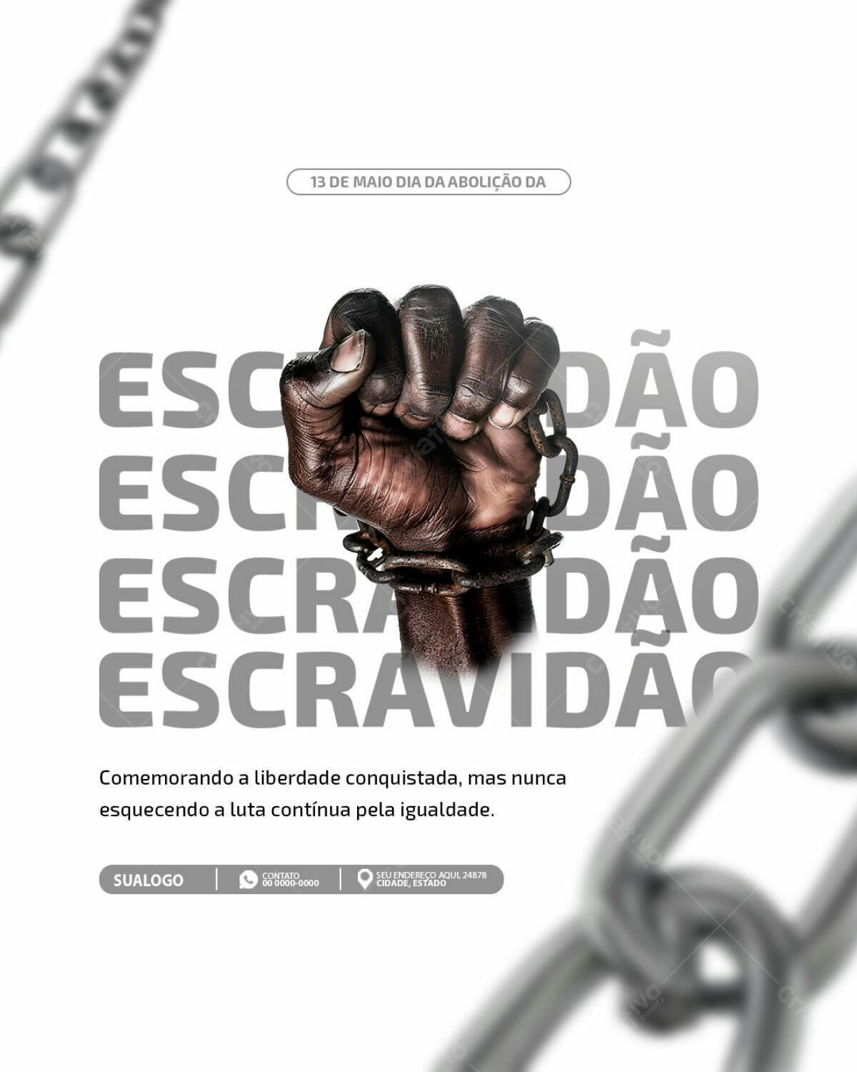 Post para o Dia da Abolição da Escravidão PSD Editável