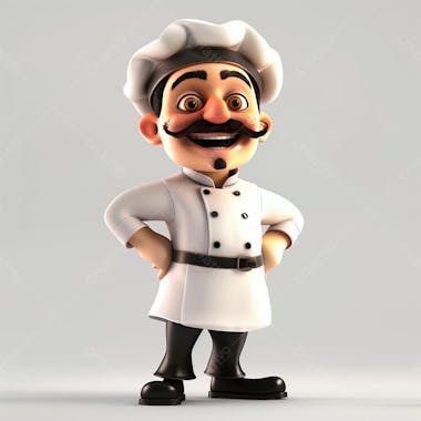 Cozinheiro chef, personagem 3d, pixar disney