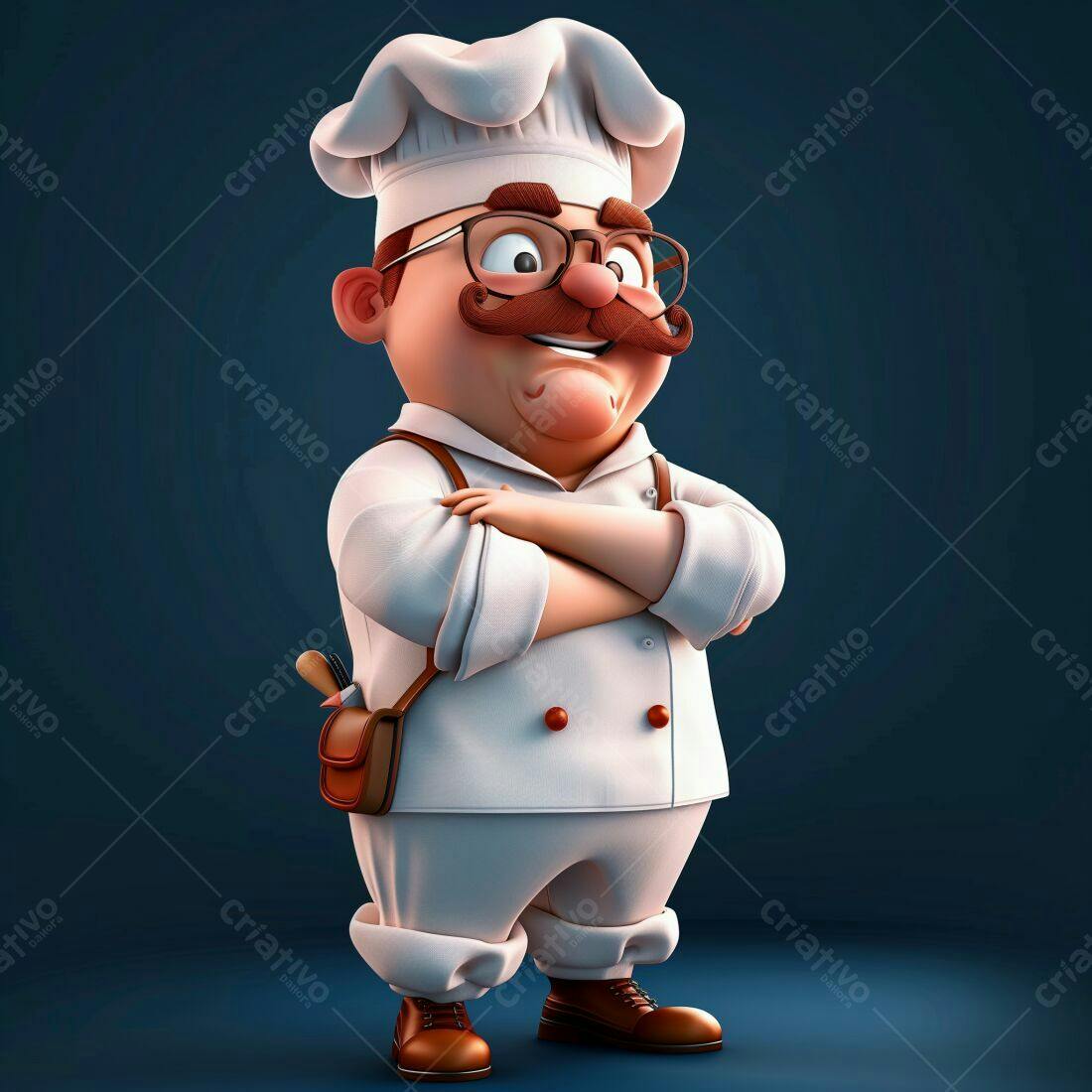 Chef de cozinha animado braços cruzados