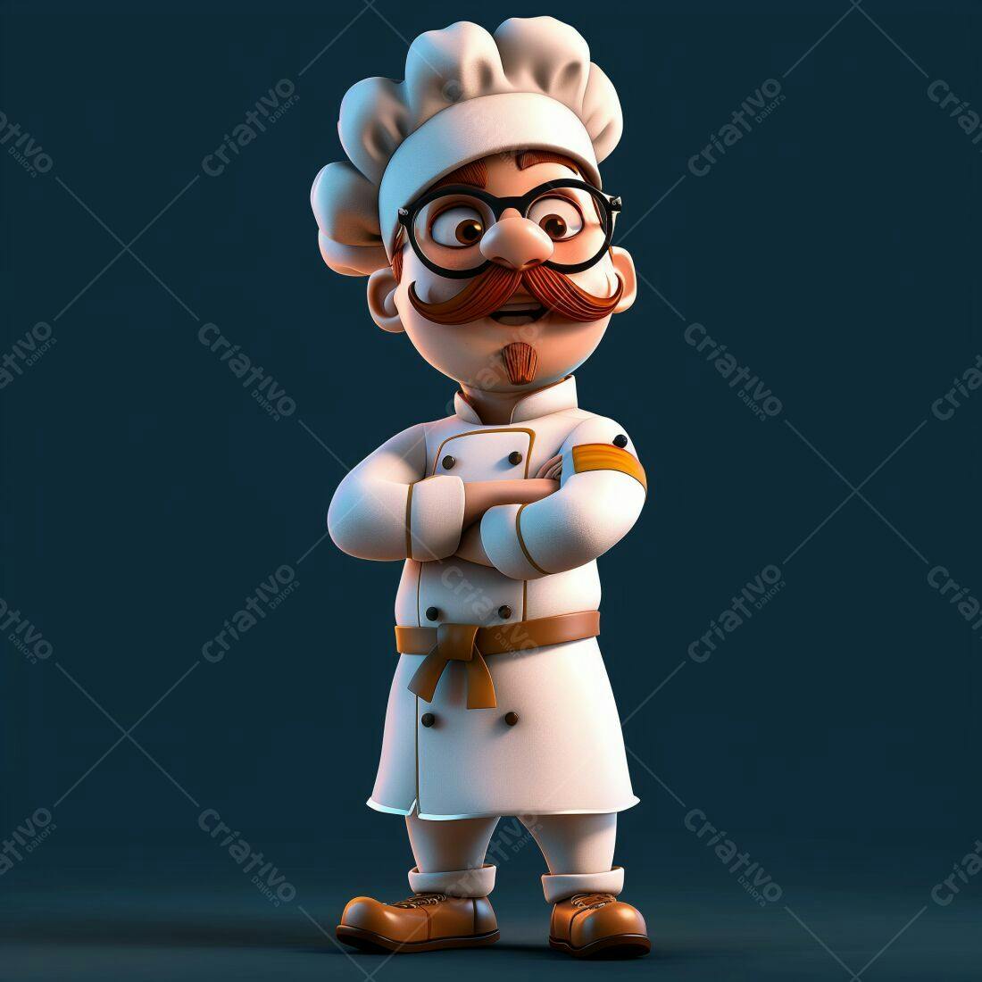 Chef de cozinha animado braços cruzados