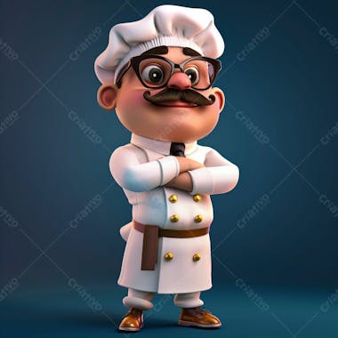 Cozinheiro chef, personagem 3d, pixar disney