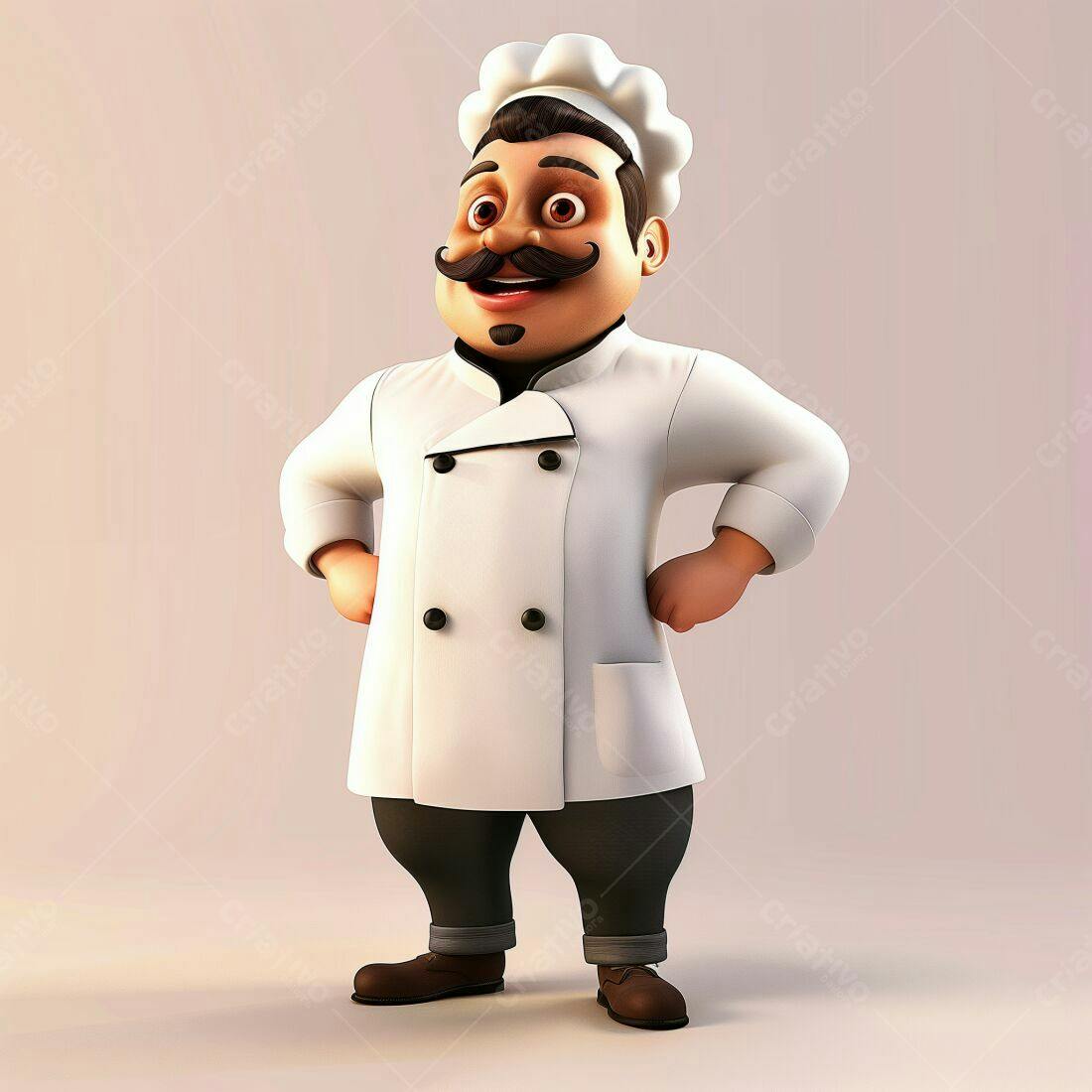 Chef de cozinha animado com bigode