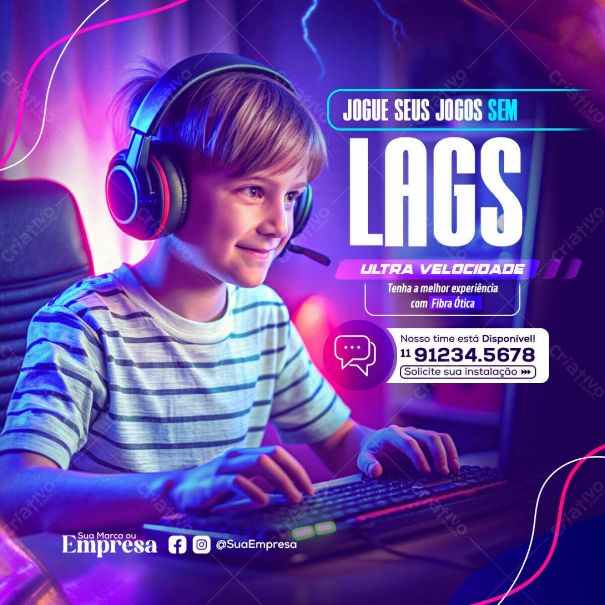 Flyer para Propaganda de Fibra Ótica PSD Editável