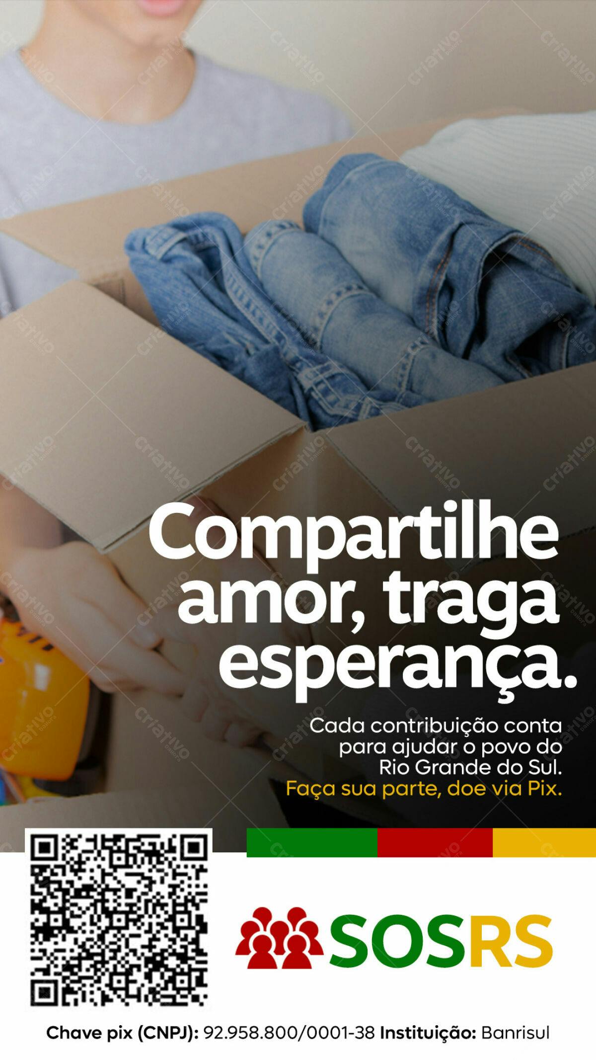 Flyer para Doação SOSRS Rio Grande do Sul PSD Editável