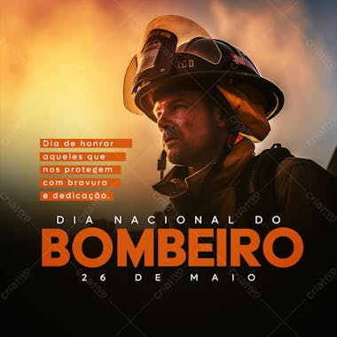 Dia 26 de maio dia nacional do bombeiro feed psd editável