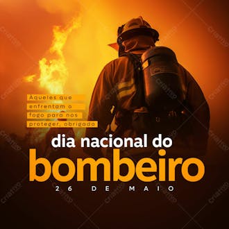 Dia 26 de maio dia nacional dos bombeiros feed psd editável