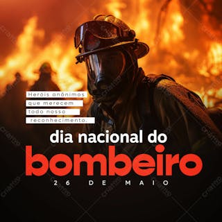 Dia 26 de maio dia nacional dos bombeiros psd editável