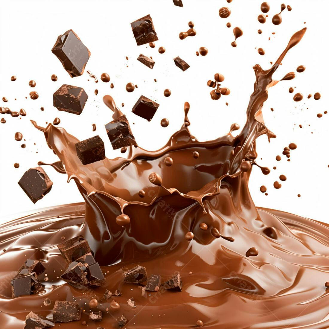 Chocolate derretendo em splash marrons