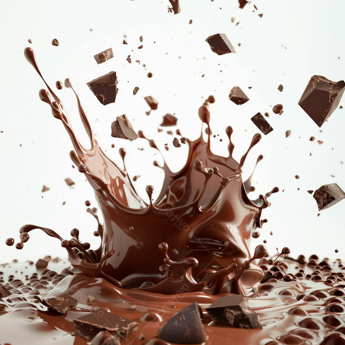 Chocolate derretendo em splash marrons