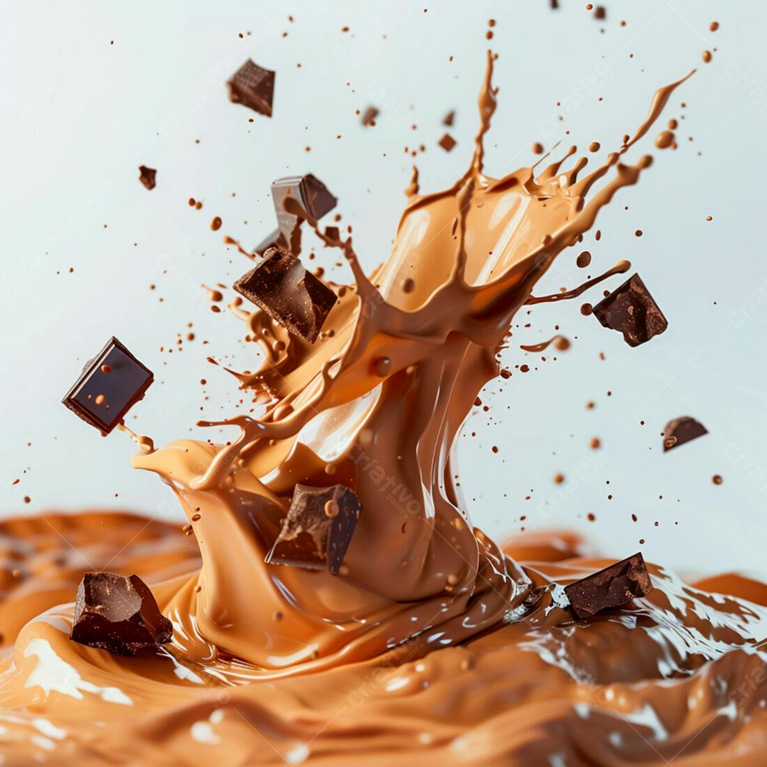 Chocolate derretendo em leite cremoso