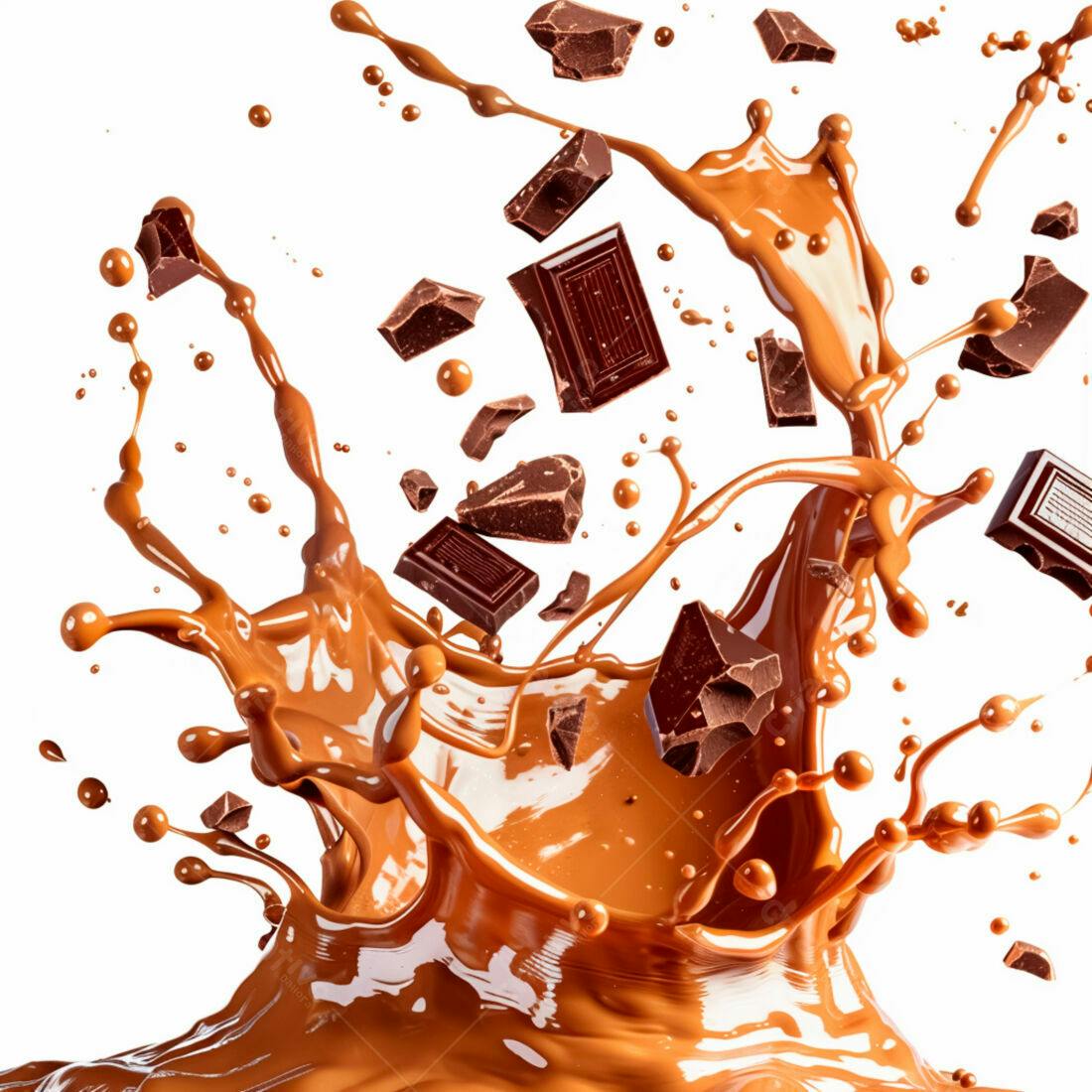 Chocolate derretendo em salpicadura marrom