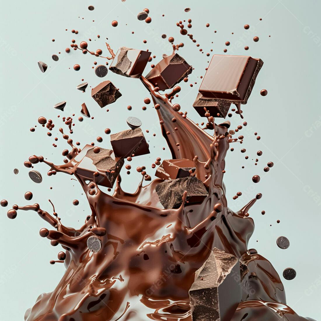 Explosão de chocolate derretido com pedaços