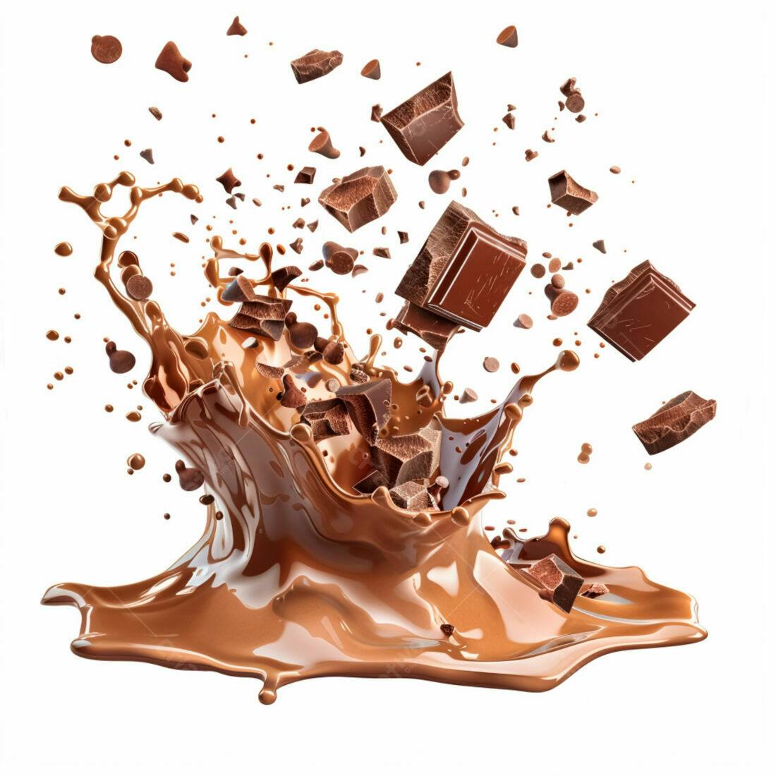 Explosão de chocolate derretido com pedaços