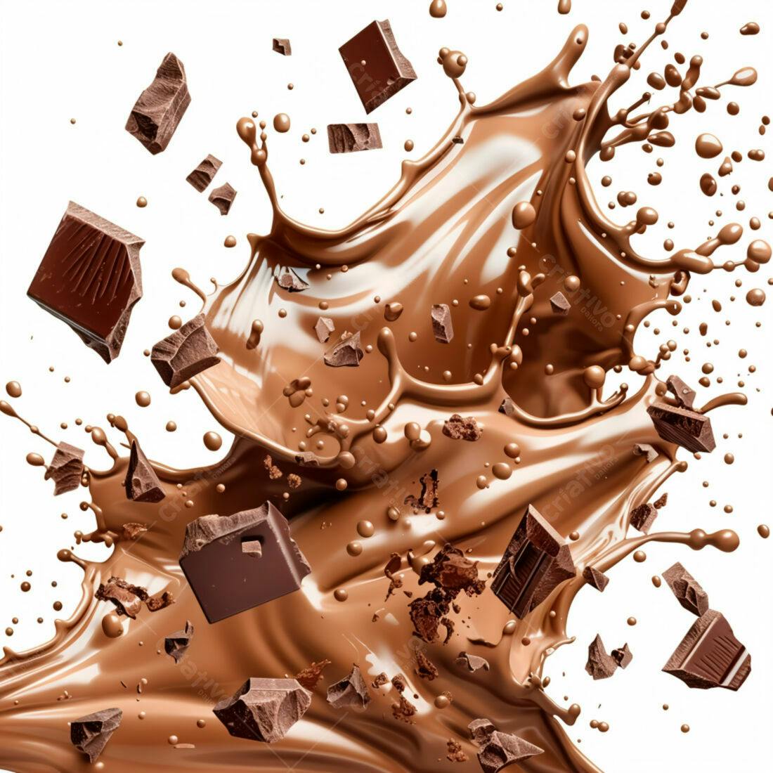 Chocolate derretendo em splash marrons