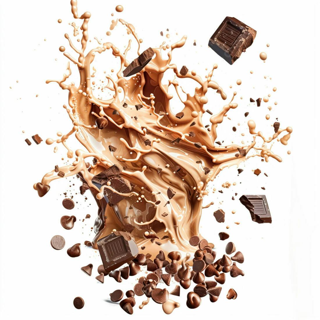 Explosão de chocolate cremoso e gotas