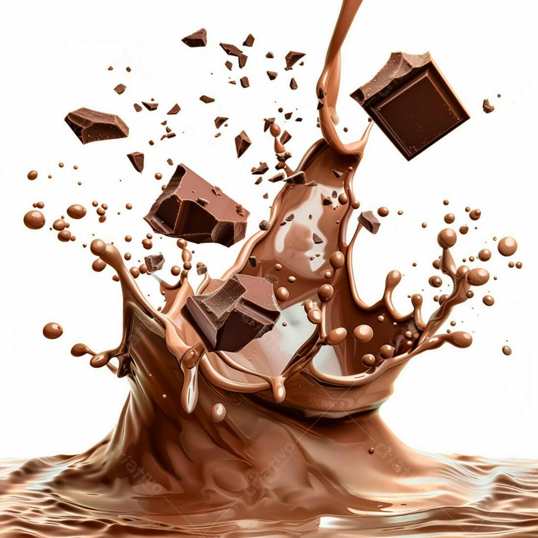 Chocolate derretendo em splash marrons