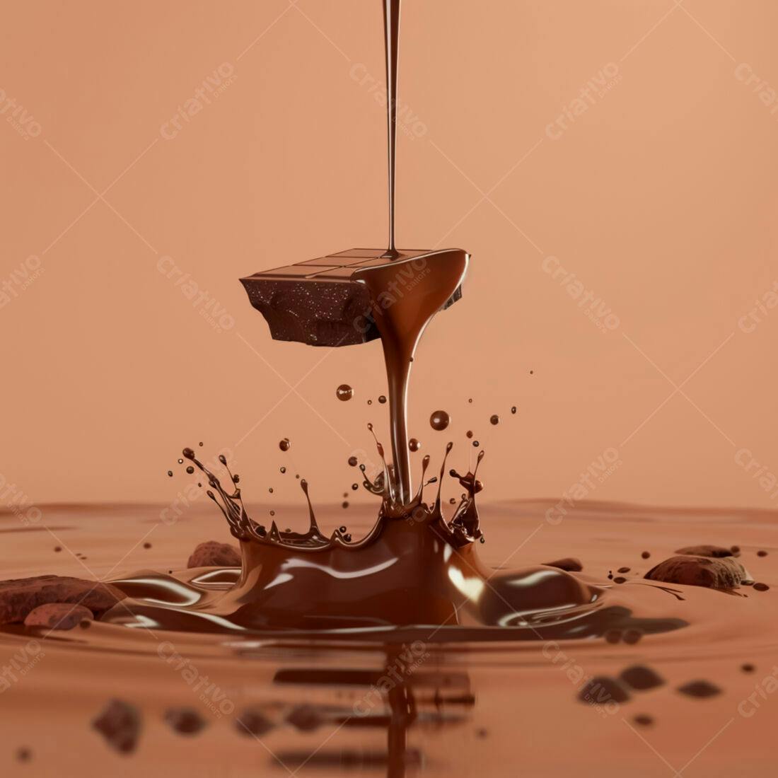 Chocolate derretendo em calda cremosa