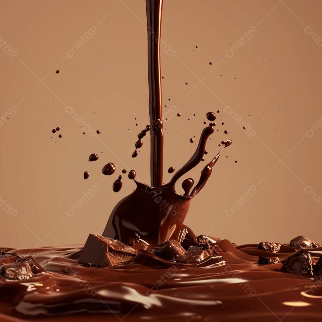 Chocolate derretendo em calda marrons escuras