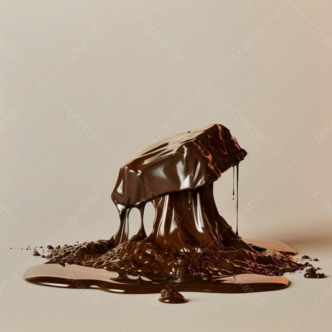Chocolate derretendo sobre fundo bege