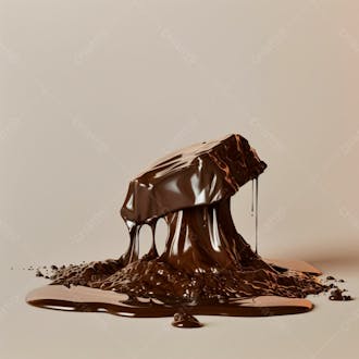 Pedaço de chocolate amargo derretendo suavemente 5