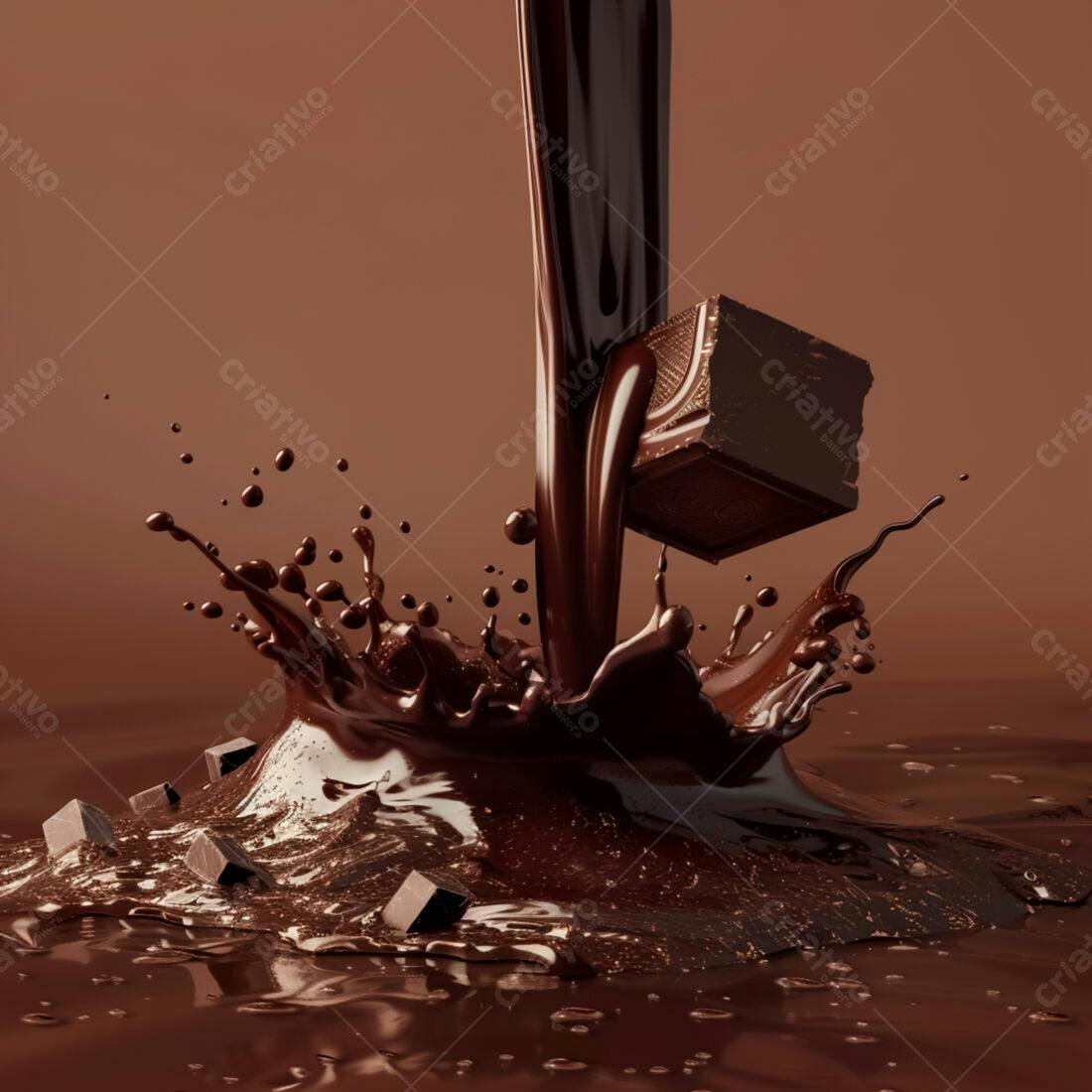 Chocolate derretendo em calda escura