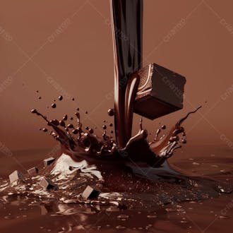 Pedaço de chocolate amargo derretendo suavemente 6