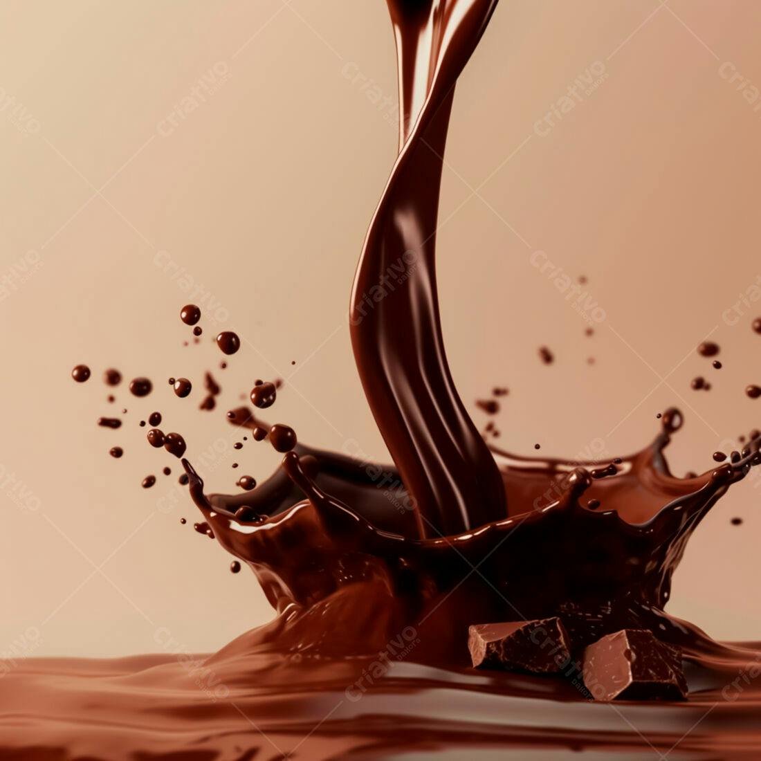 Chocolate derretendo em gotas marrons