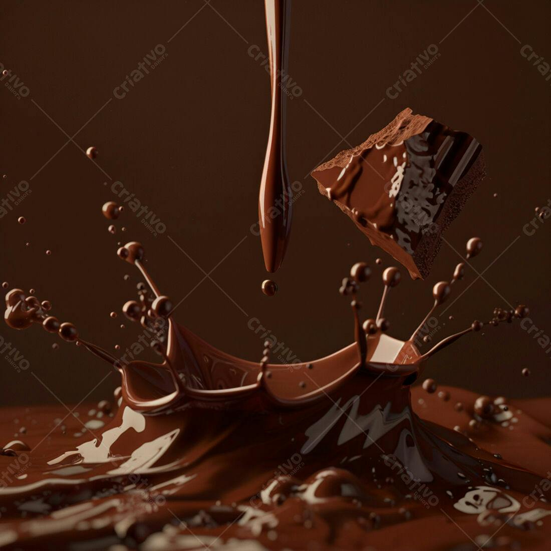 Chocolate derretendo em splash