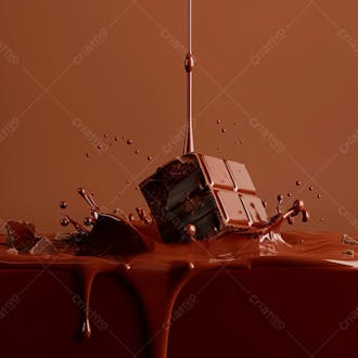 Pedaço de chocolate amargo derretendo suavemente 15
