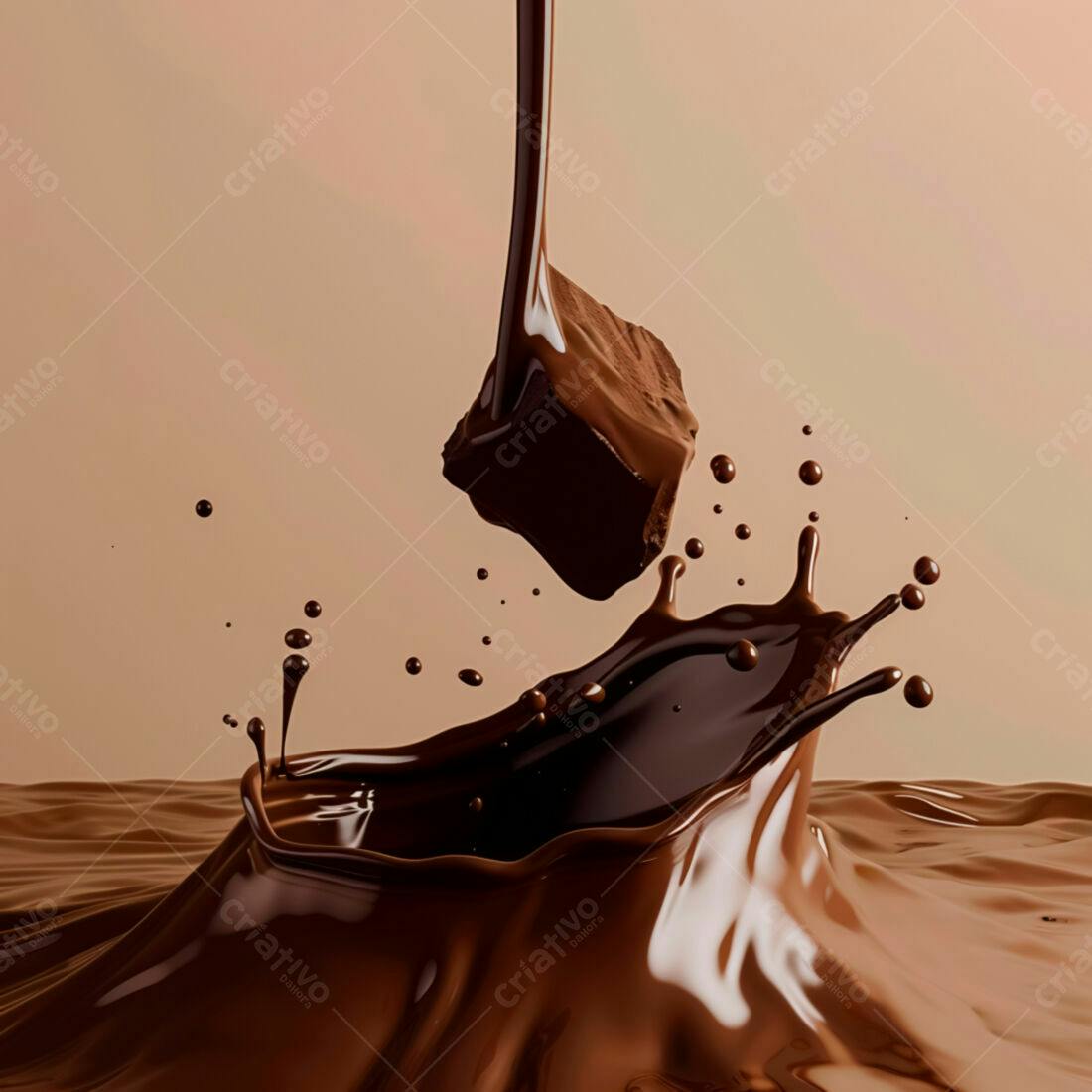 Chocolate caindo em calda cremosa