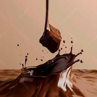 Pedaço de chocolate amargo derretendo suavemente 16