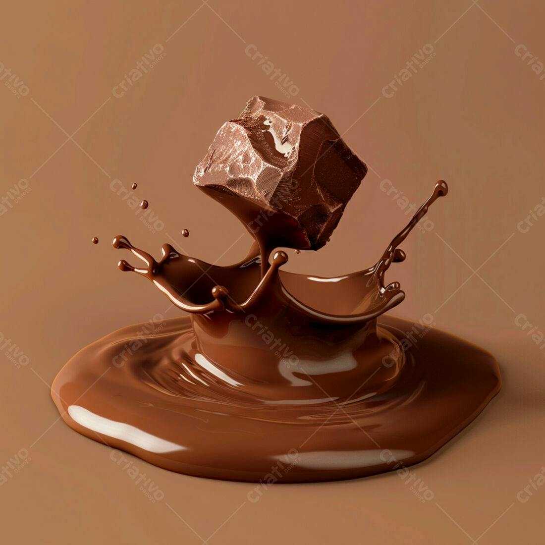 Chocolate caindo em chocolate derretido